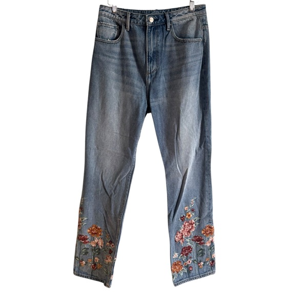 Floral Embroidered Straight Leg Jeans